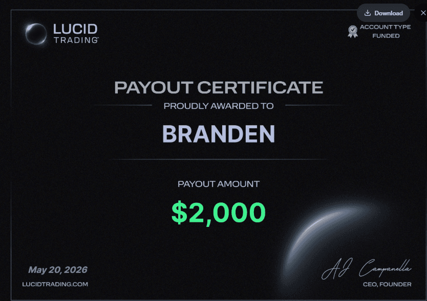 Branden — $2,000 Payout